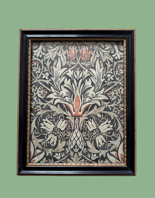 William Morris Snakeshead – Charcoal Spice | Bohemian Antique Black and Gold Frame Portrait
