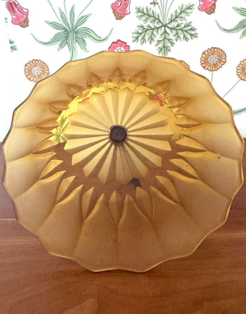 Pretty Rare Vintage French Amber Glass Cake Stand | Retro Mid-Century Kitchenalia