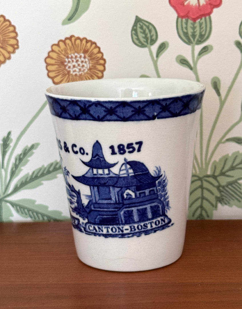 Weatherby & Sons Blue & White Willow Pattern Ceramic Tumbler | Staffordshire Collectable