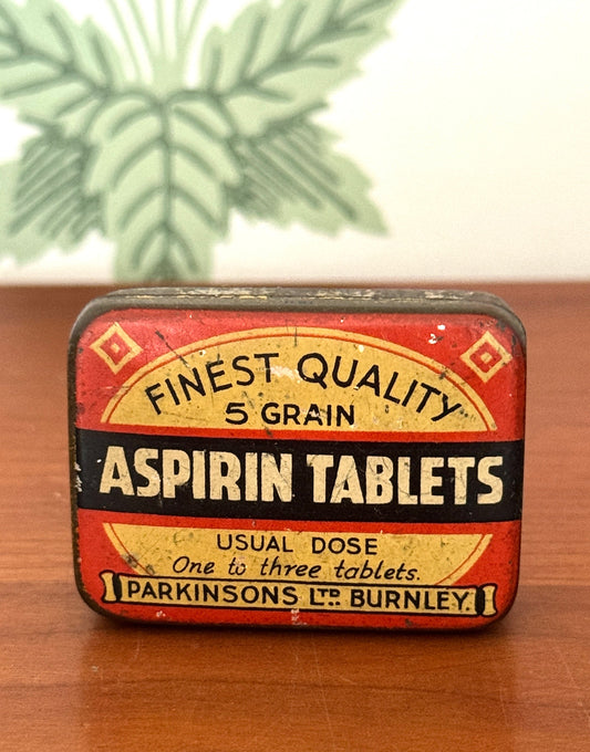 Vintage Miniature Collectable Aspirin Tin | Manufactured By Parkinson’s Ltd, Burnley