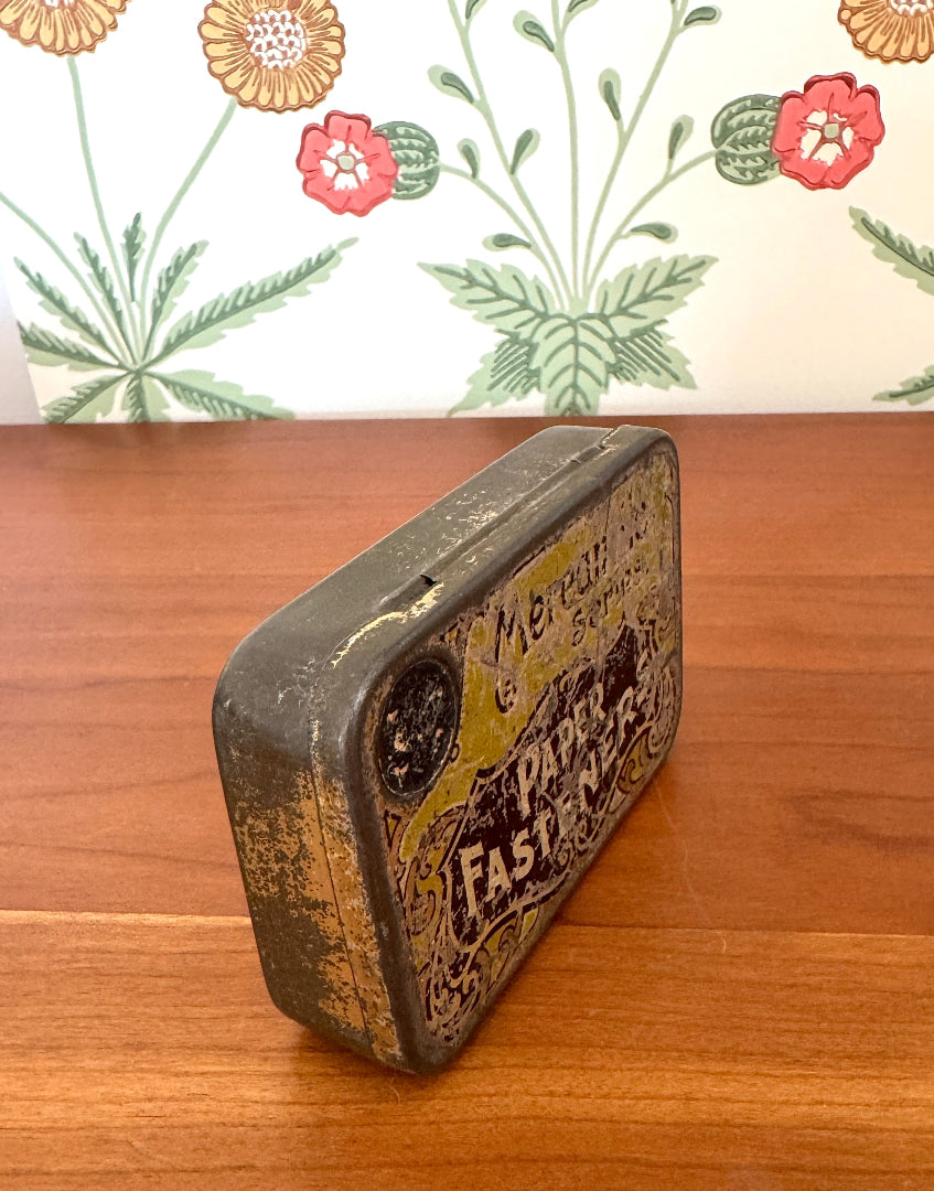 Vintage Gold & Navy Paper Fasteners Tin – Elegant Haberdashery or Office Collectable