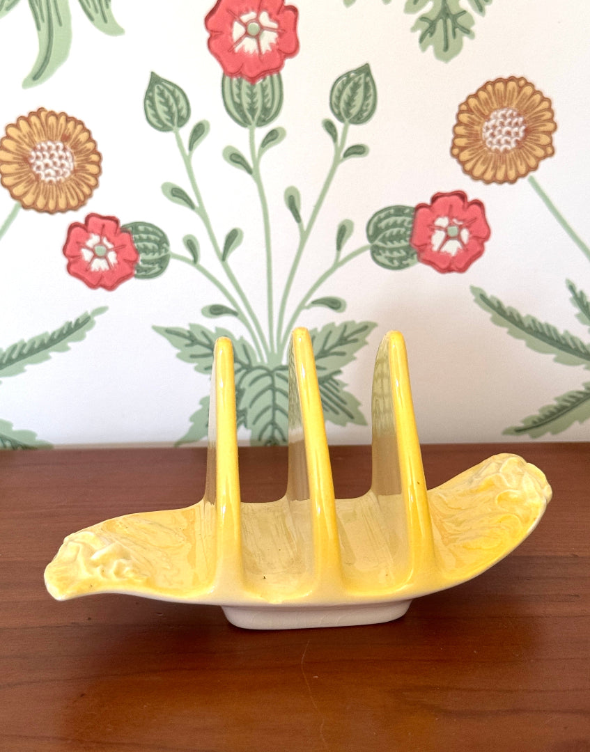 Pretty Primrose Yellow Vintage Royal Winton Ceramic Toast Rack | British Kitchenalia & Collectable