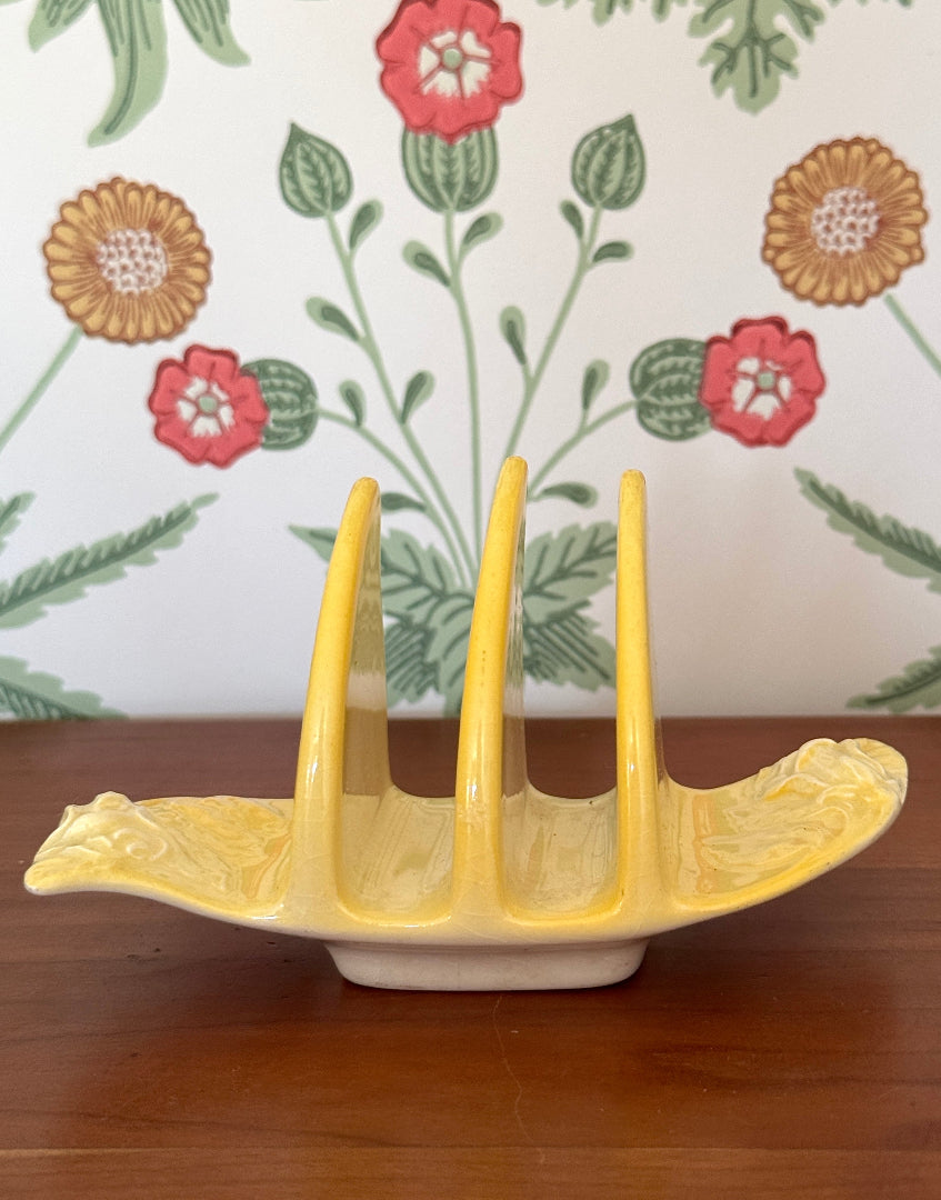 Pretty Primrose Yellow Vintage Royal Winton Ceramic Toast Rack | British Kitchenalia & Collectable