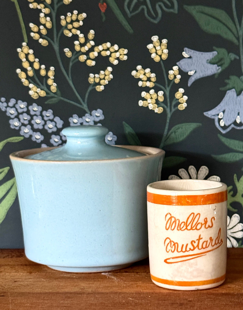 Highly Collectable Mellor’s Mustard Ceramic Pot | 1920s Antique Kitchenalia - Orange & White