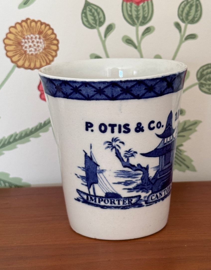 Weatherby & Sons Blue & White Willow Pattern Ceramic Tumbler | Staffordshire Collectable