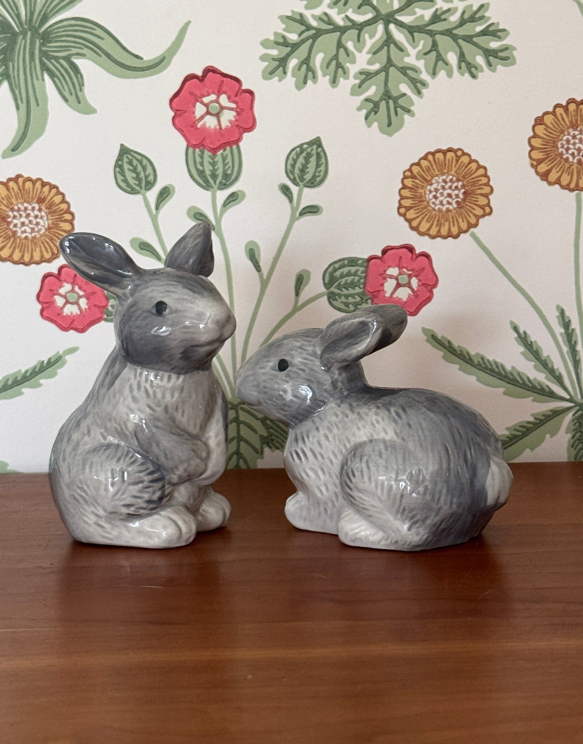 Adorable Vintage Rabbit Salt & Pepper Shakers – Unusual Woodland Themed Kitchen Decor