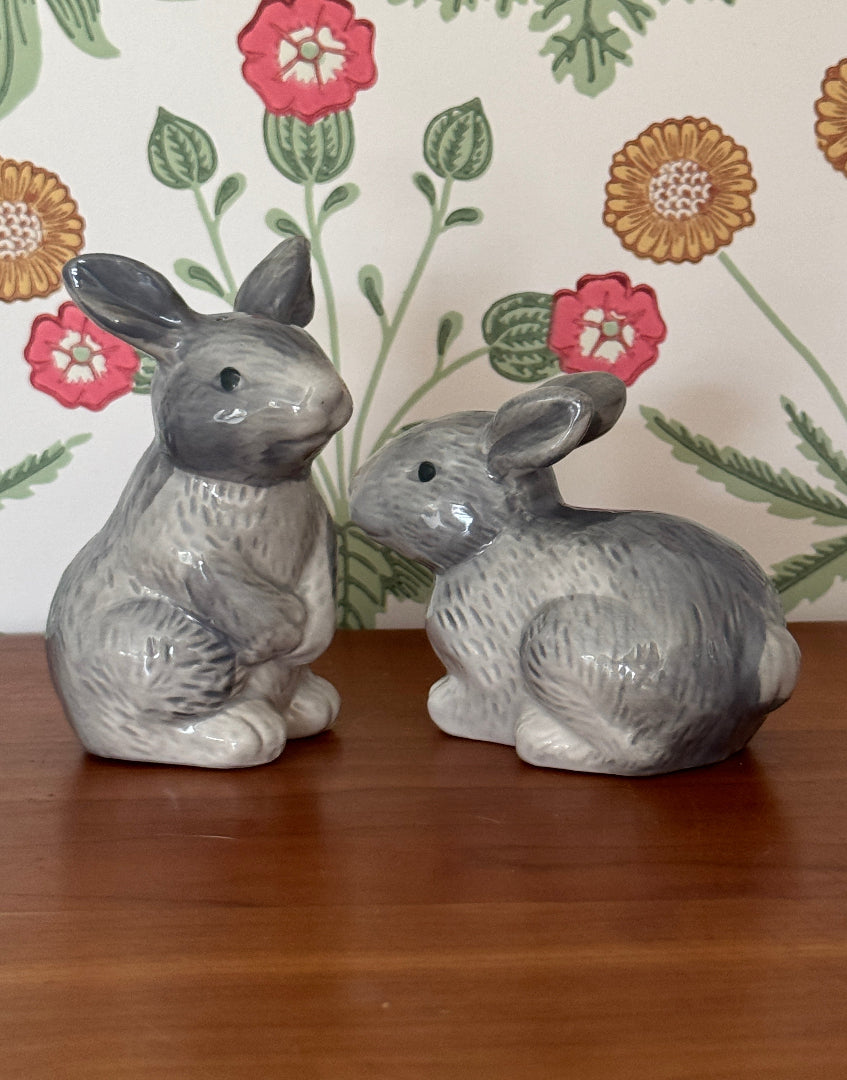 Adorable Vintage Rabbit Salt & Pepper Shakers – Unusual Woodland Themed Kitchen Decor