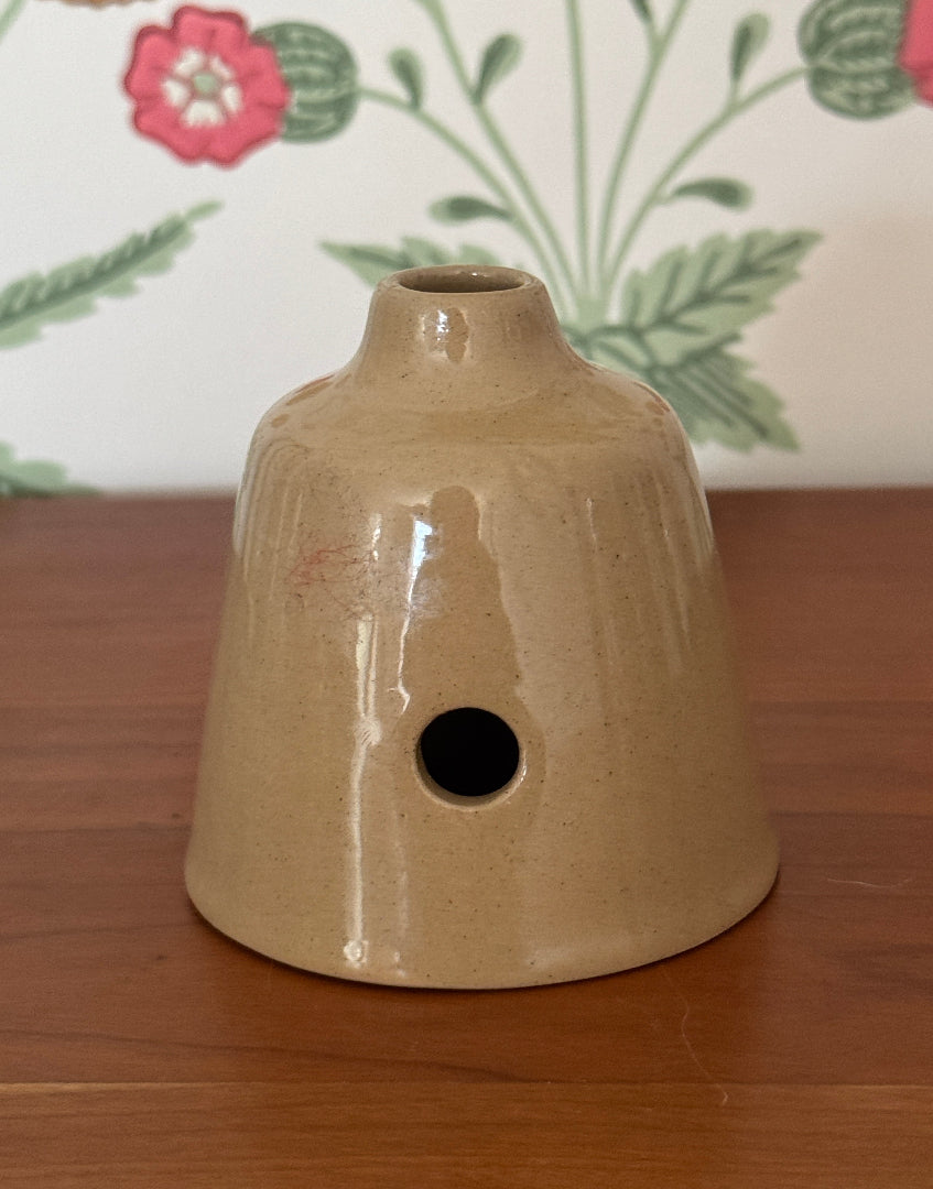 Antique Brown Stoneware Pie Funnel – Charming Shaped Early 20th Century Pie Vent