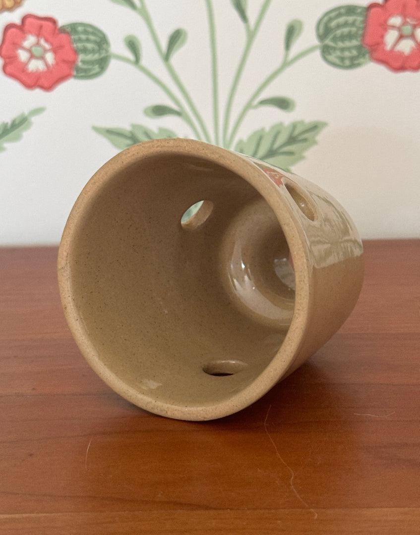 Antique Brown Stoneware Pie Funnel – Charming Shaped Early 20th Century Pie Vent