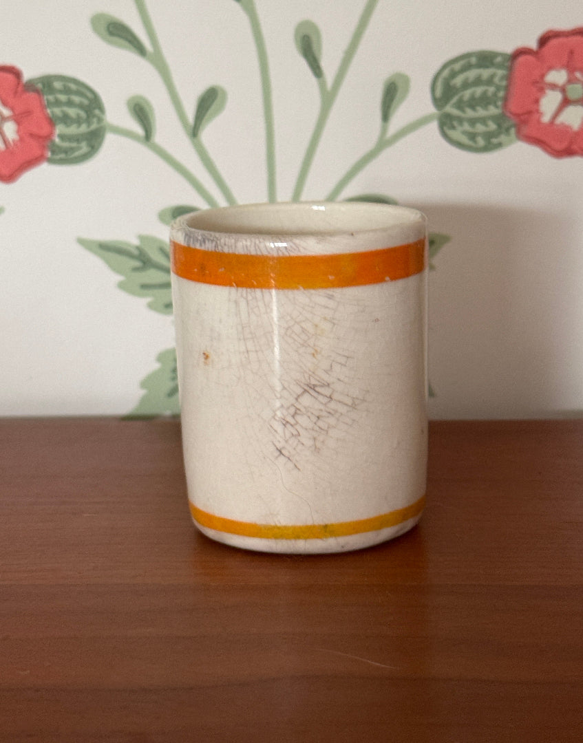 Highly Collectable Mellor’s Mustard Ceramic Pot | 1920s Antique Kitchenalia - Orange & White