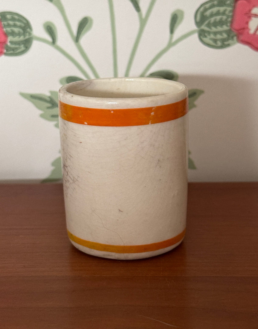 Highly Collectable Mellor’s Mustard Ceramic Pot | 1920s Antique Kitchenalia - Orange & White