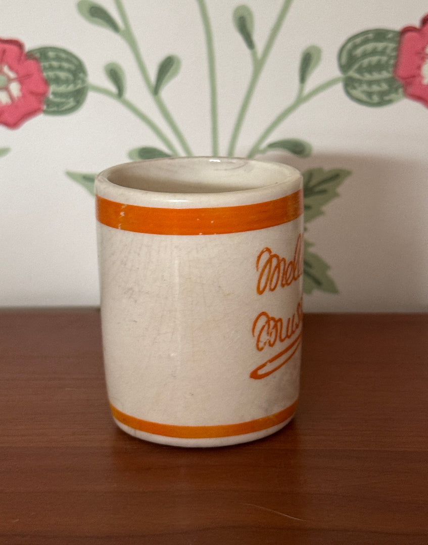 Highly Collectable Mellor’s Mustard Ceramic Pot | 1920s Antique Kitchenalia - Orange & White