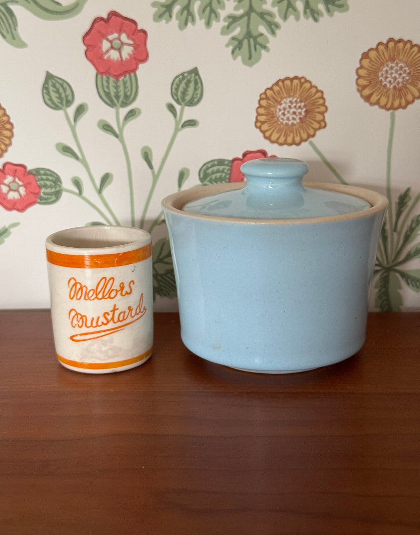 Highly Collectable Mellor’s Mustard Ceramic Pot | 1920s Antique Kitchenalia - Orange & White