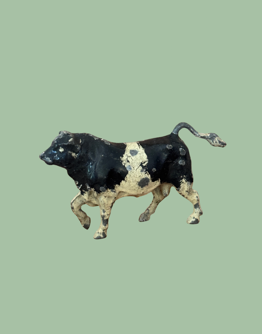 1920s John Hill & Co Black & White Bull Lead Farm Figure