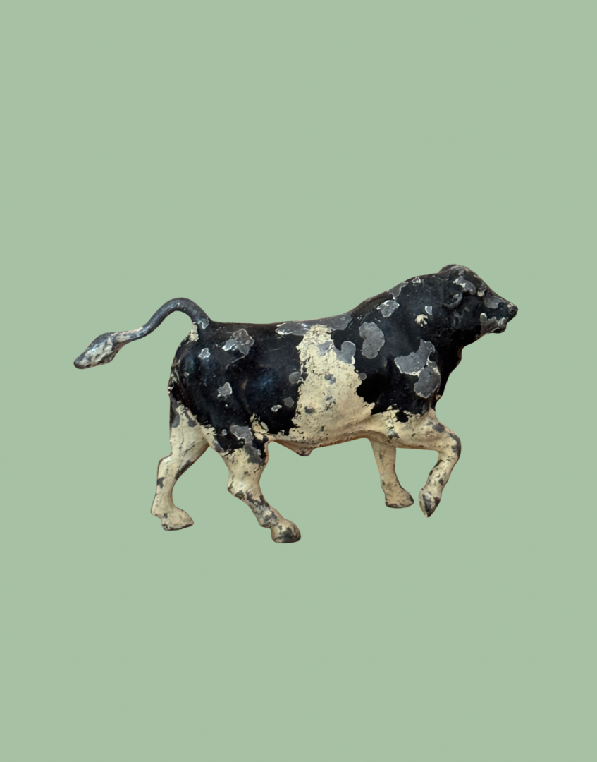 1920s John Hill & Co Black & White Bull Lead Farm Figure
