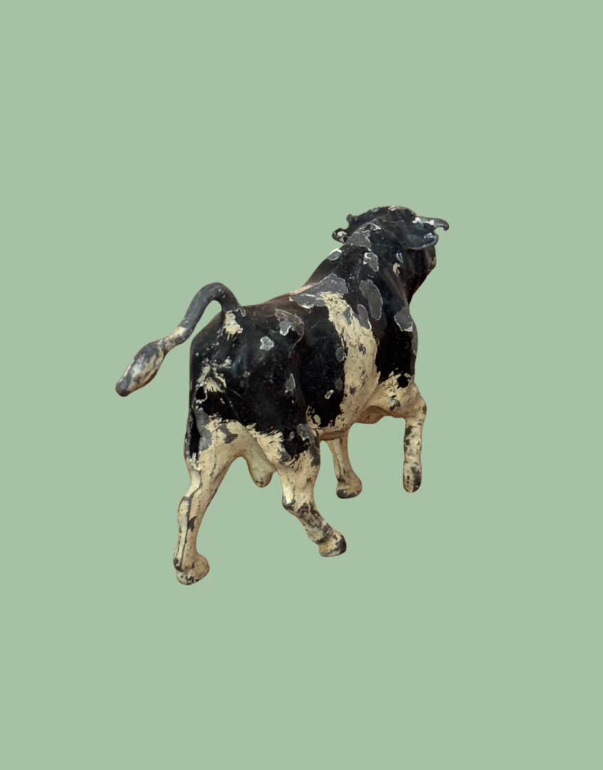 1920s John Hill & Co Black & White Bull Lead Farm Figure
