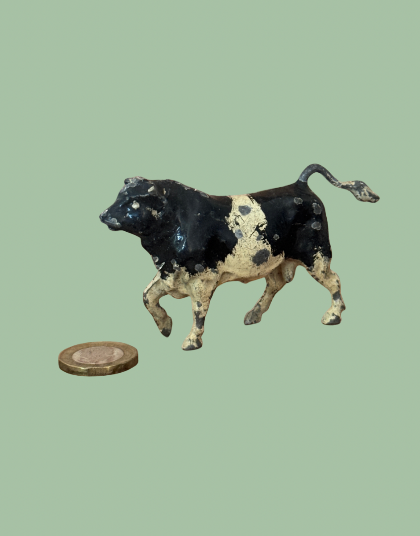 1920s John Hill & Co Black & White Bull Lead Farm Figure