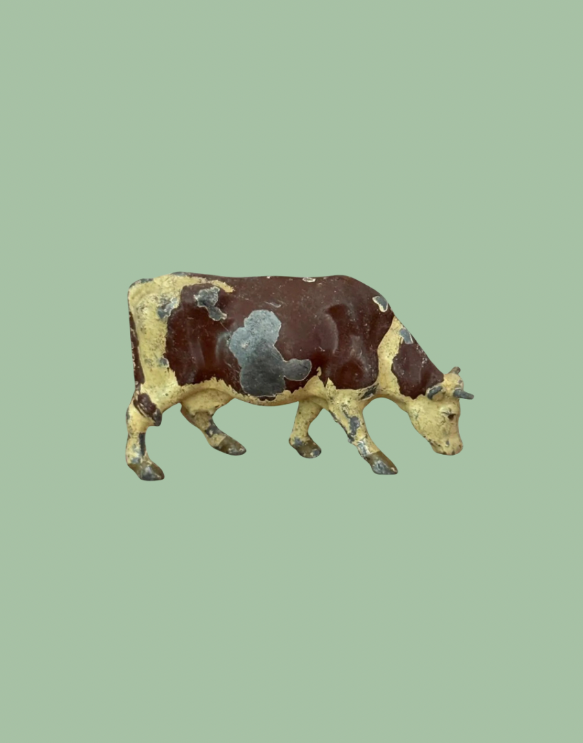 1920s John Hill & Co Cream & Black Grazing Cow Lead Farm Figure
