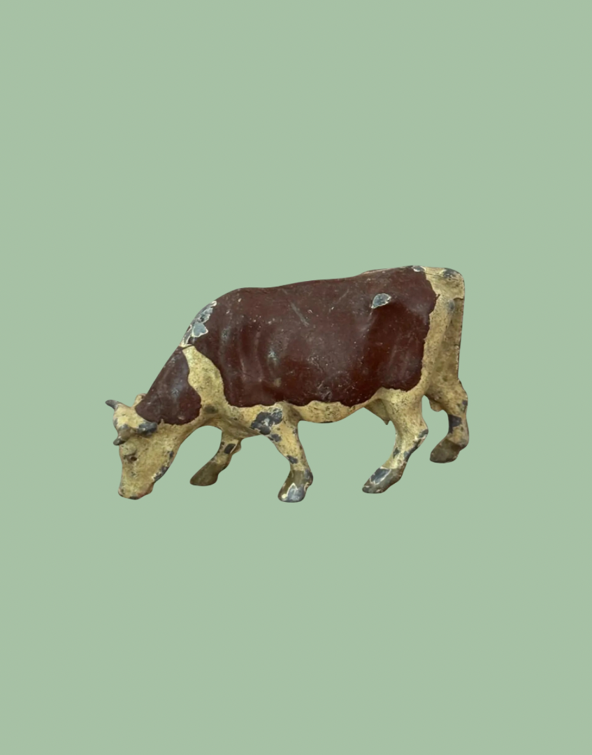 1920s John Hill & Co Cream & Black Grazing Cow Lead Farm Figure