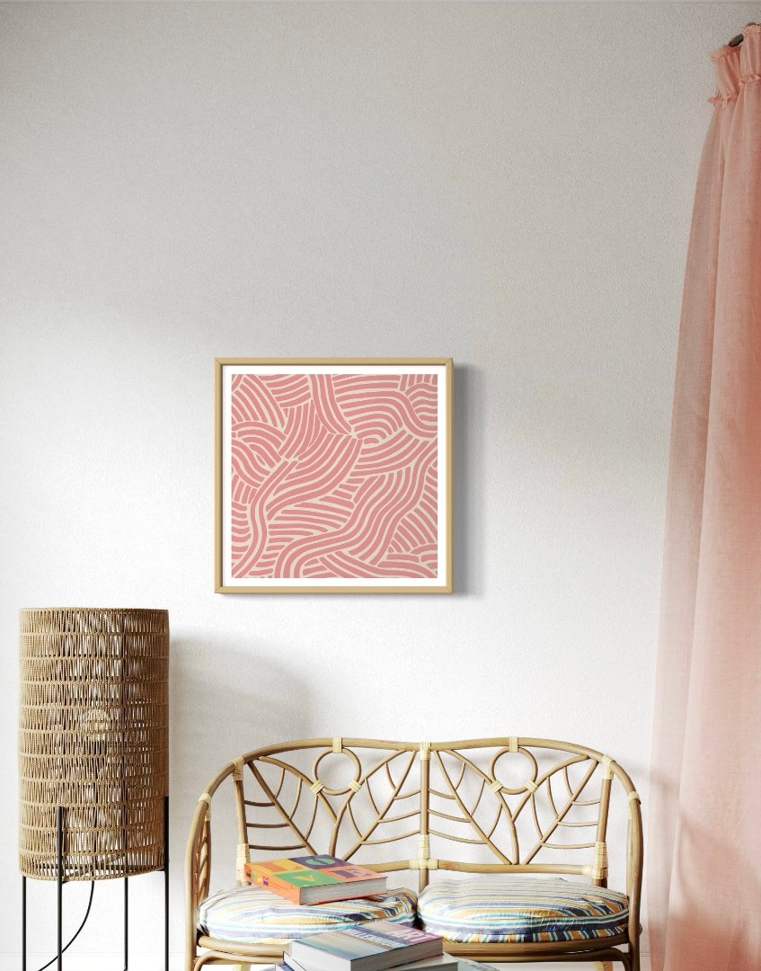 Unique Wall Art Custom Framed Vintage Wallpaper from Linwood Tango Original Sample Book - L.A. Sunset (Pink)