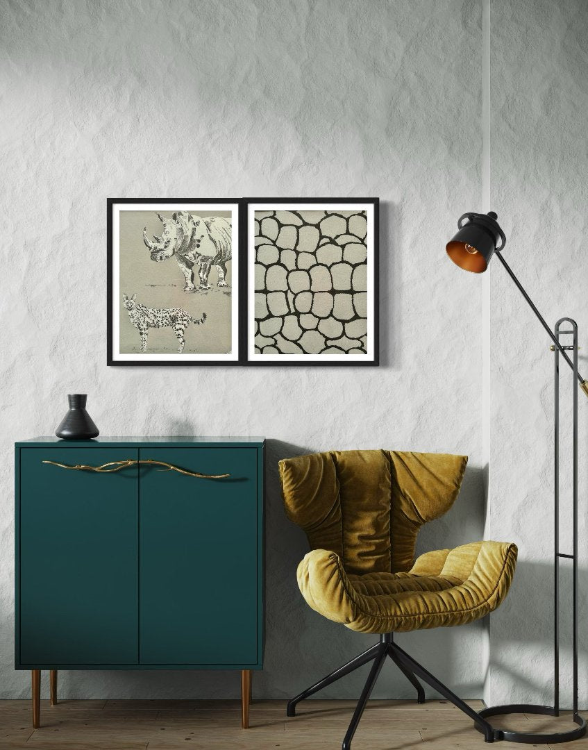 Framed Wall Art Print Sourced Voyage Maison Natural History Vol 1 Archive Wallpaper Sample Book - Testa (Noir)