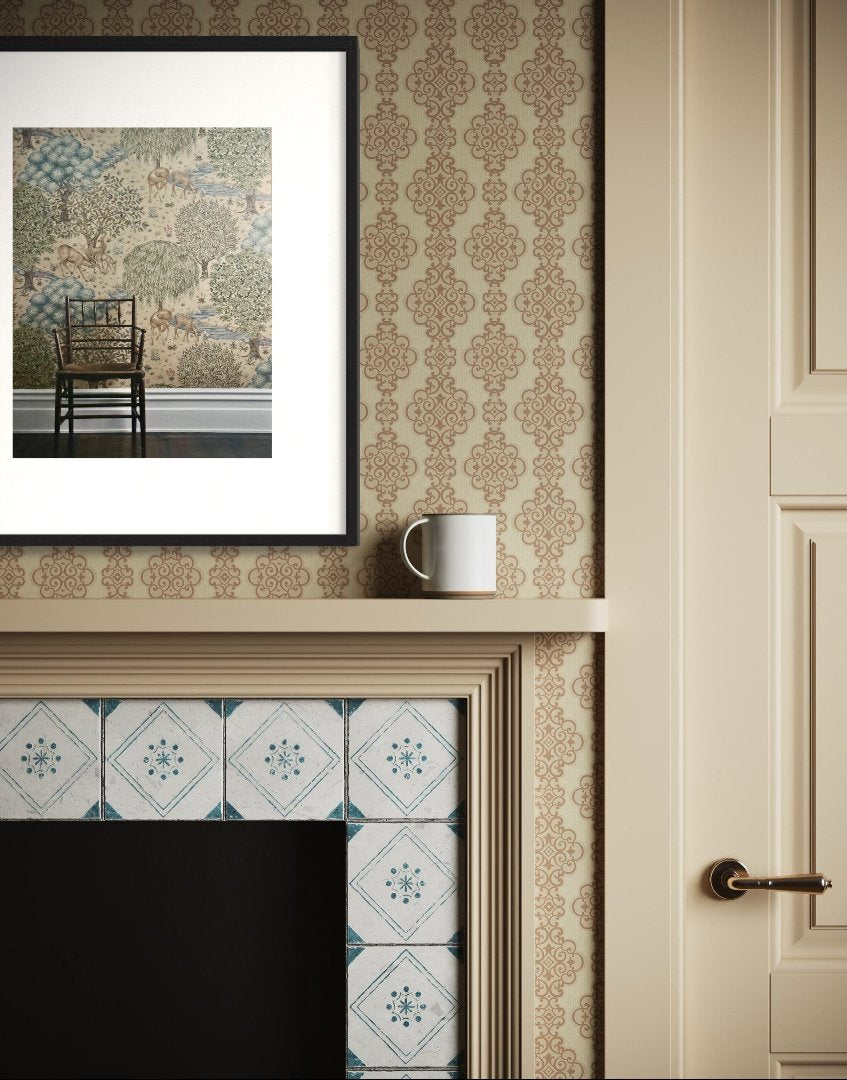 William Morris Wall Art Framed Print Sourced from Morris & Co. Archive Wallpaper Sample Book - The Brook (Interior Photography)