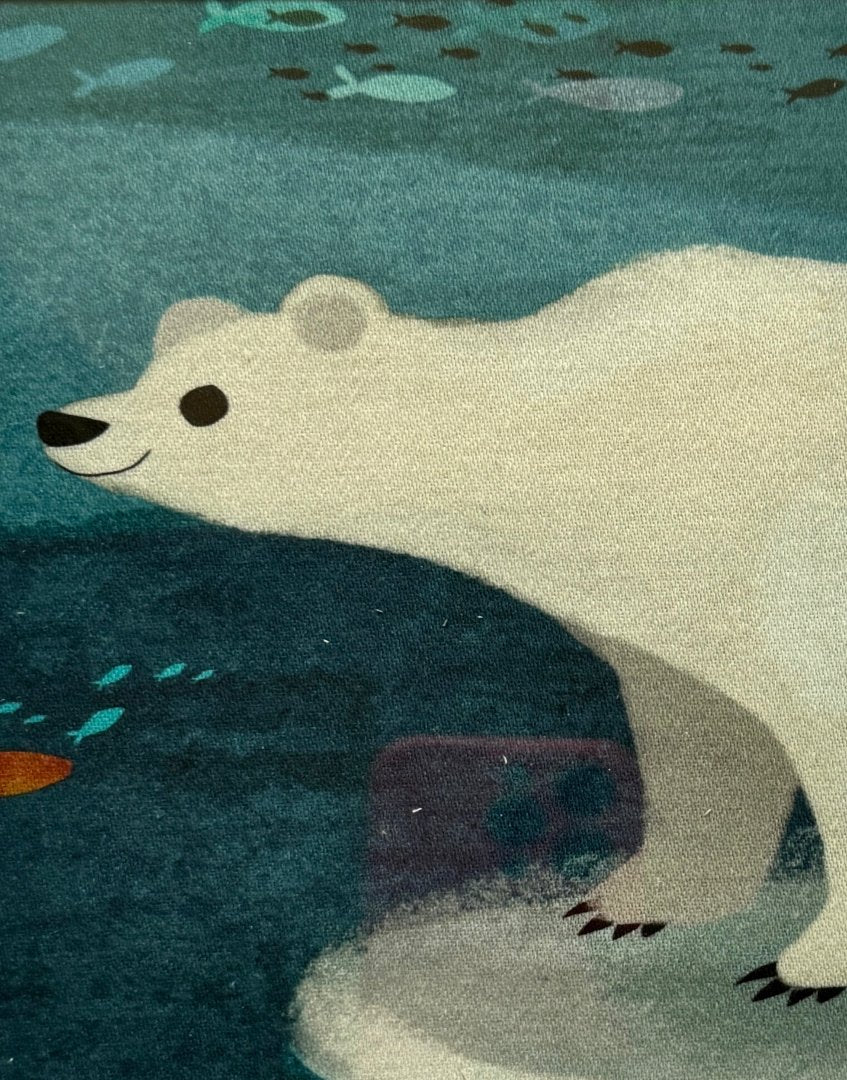 Framed children’s unique wall art from Villa Nova Picturebook fabric collection -  Arctic Antics