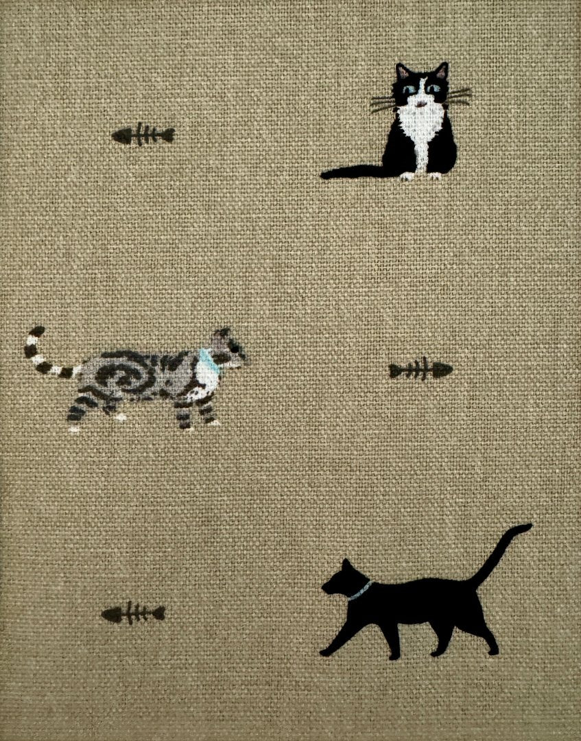 Framed children’s & countryside themed unique wall art from Sophie Allport fabric collection - Purrfect