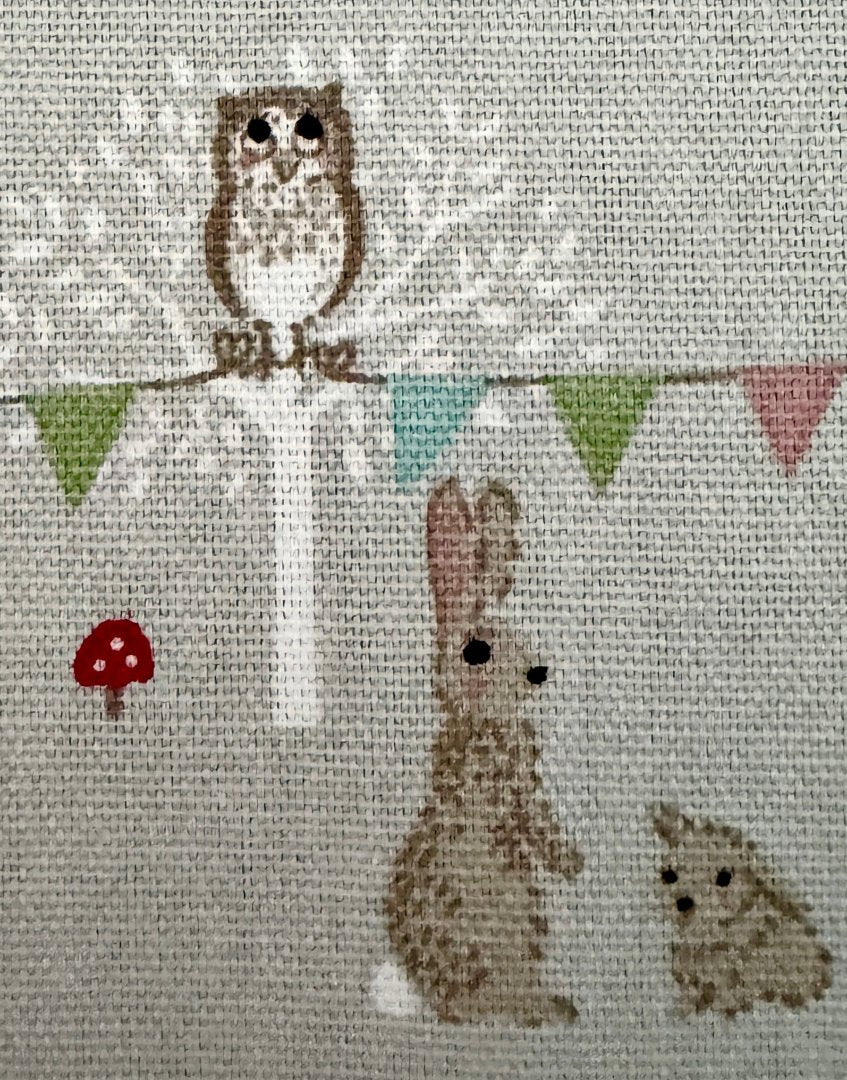 Framed children’s & countryside themed unique wall art from Sophie Allport fabric collection - 'Woodland Party'