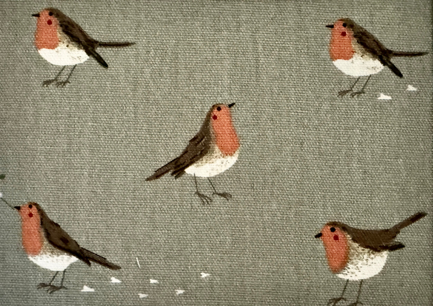 Framed children’s & countryside themed unique wall art from Sophie Allport fabric collection - Robin & Mistletoe