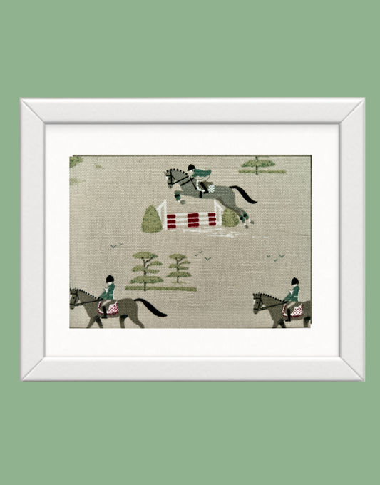 Framed children’s & countryside themed unique wall art from Sophie Allport fabric collection - Horses