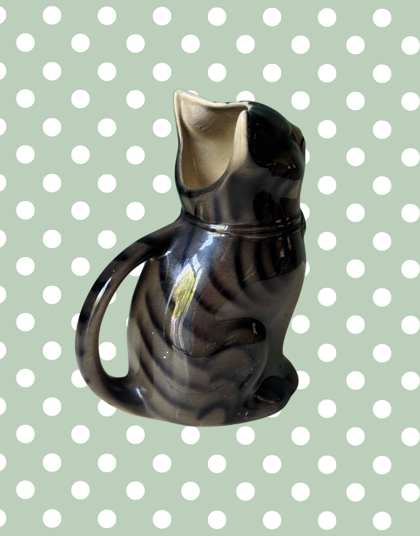 Characterful Grey Tabby Cat Jug | Vintage Tony Wood Staffordshire Pottery Collectible