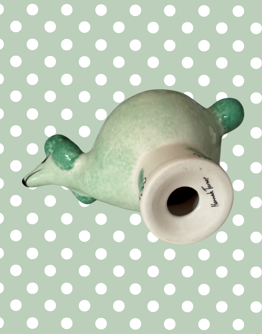 Hannah Turner Mint Green Poodle Ceramic Egg Cup | Rare British Vintage Kitchenalia Collectable
