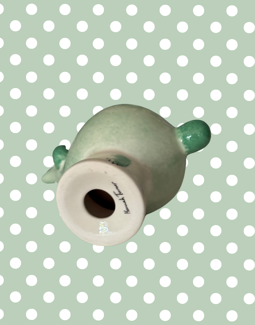 Hannah Turner Mint Green Poodle Ceramic Egg Cup | Rare British Vintage Kitchenalia Collectable