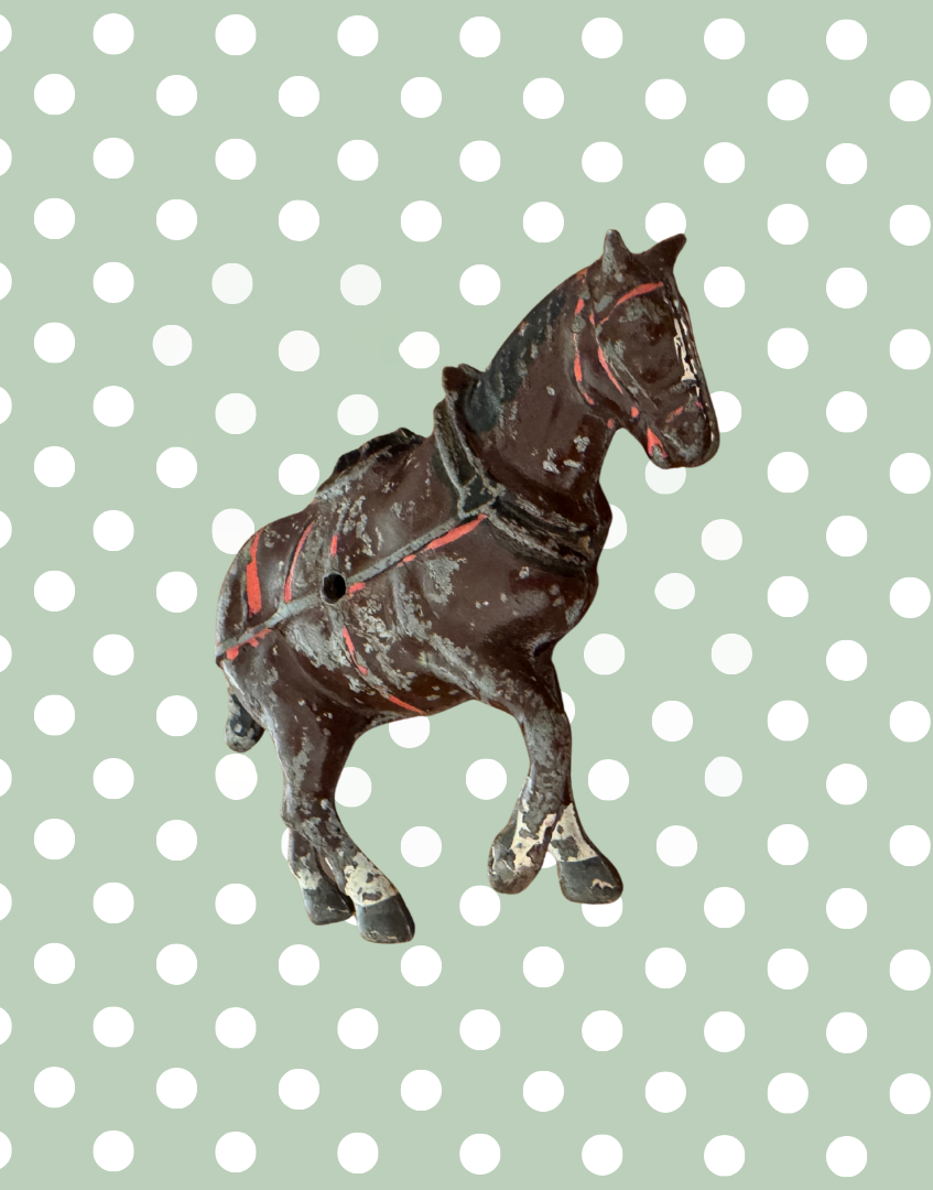 Large Standing Brown Working Cart Horse (Version 2) | Crescent Toys Vintage Lead Horse (England)