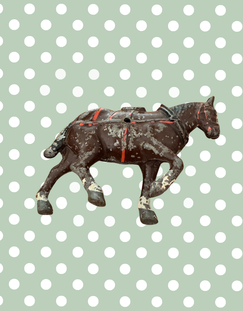 Large Standing Brown Working Cart Horse (Version 2) | Crescent Toys Vintage Lead Horse (England)