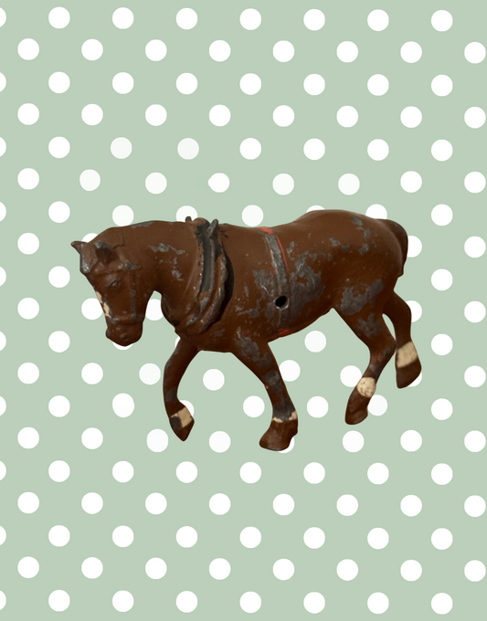 Medium Light Brown Cart Horse | Crescent Toys Vintage Lead Figurine (England)