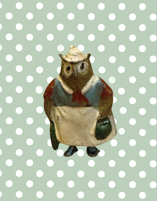 Granny Owl Britains miniature antique hand painted lead figure
