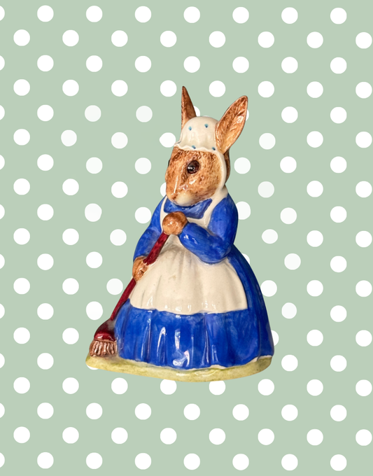 Royal Doulton Mrs Bunnykins “Clean Sweep” DB6 Rabbit Ceramic Figure