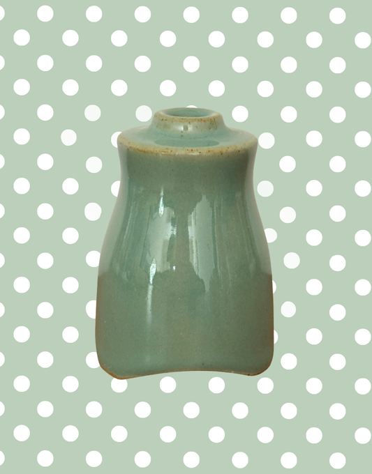 Vintage Denby Manor Green ceramic pie funnel with classic sage green glaze.