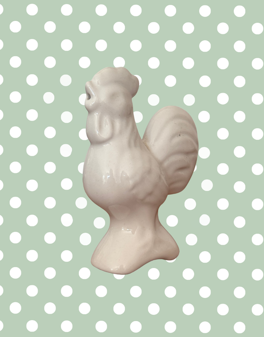 white ceramic cockerel shaped pie bird ceramic collectable