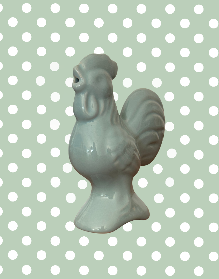 Light blue ceramic cockerel pie bird collectable