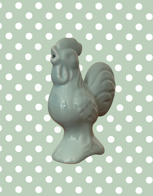 Light blue ceramic cockerel pie bird collectable