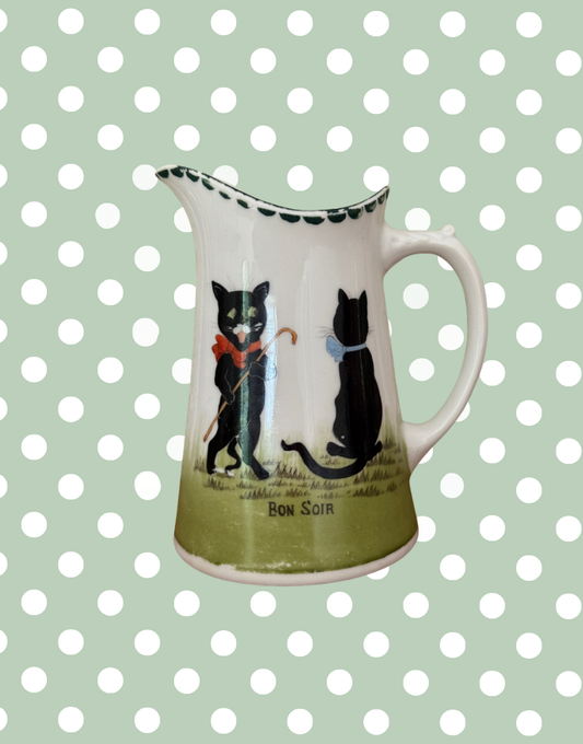 Antique Grimwades “Bon Soir” Black Cats Nursery Ware Jug 