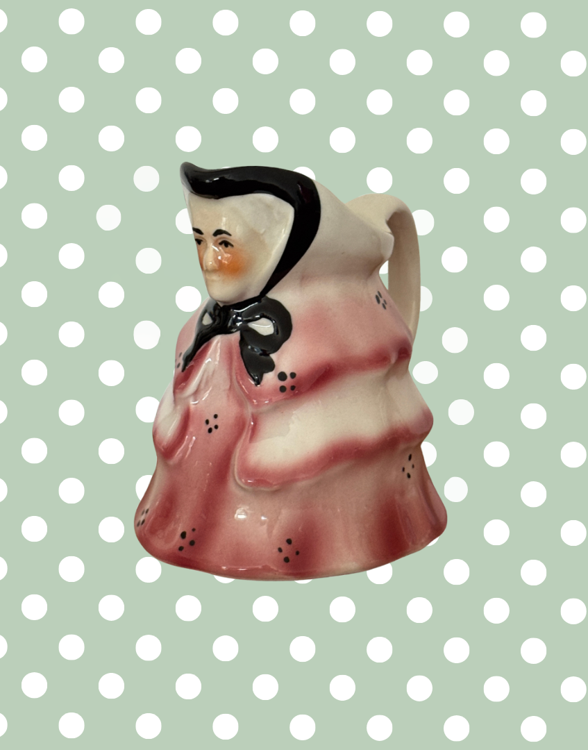 vintage ceramic old lady styled milk jug