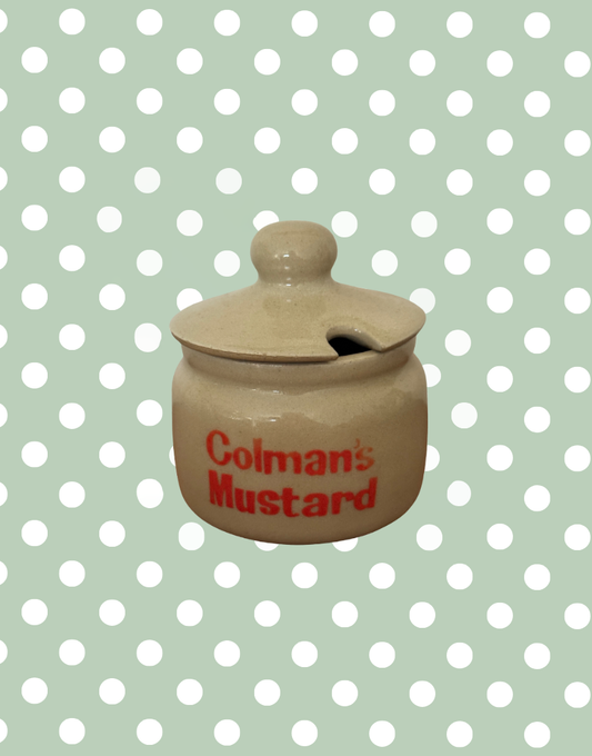 Vintage Stone Coloured Glazed Ceramic Coleman’s Mustard Pot