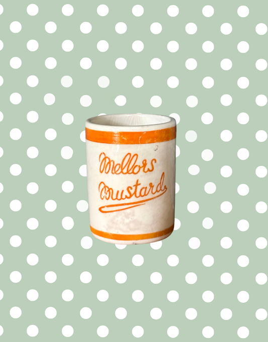 Highly Collectable Mellor’s Mustard Orange and White Ceramic Pot 