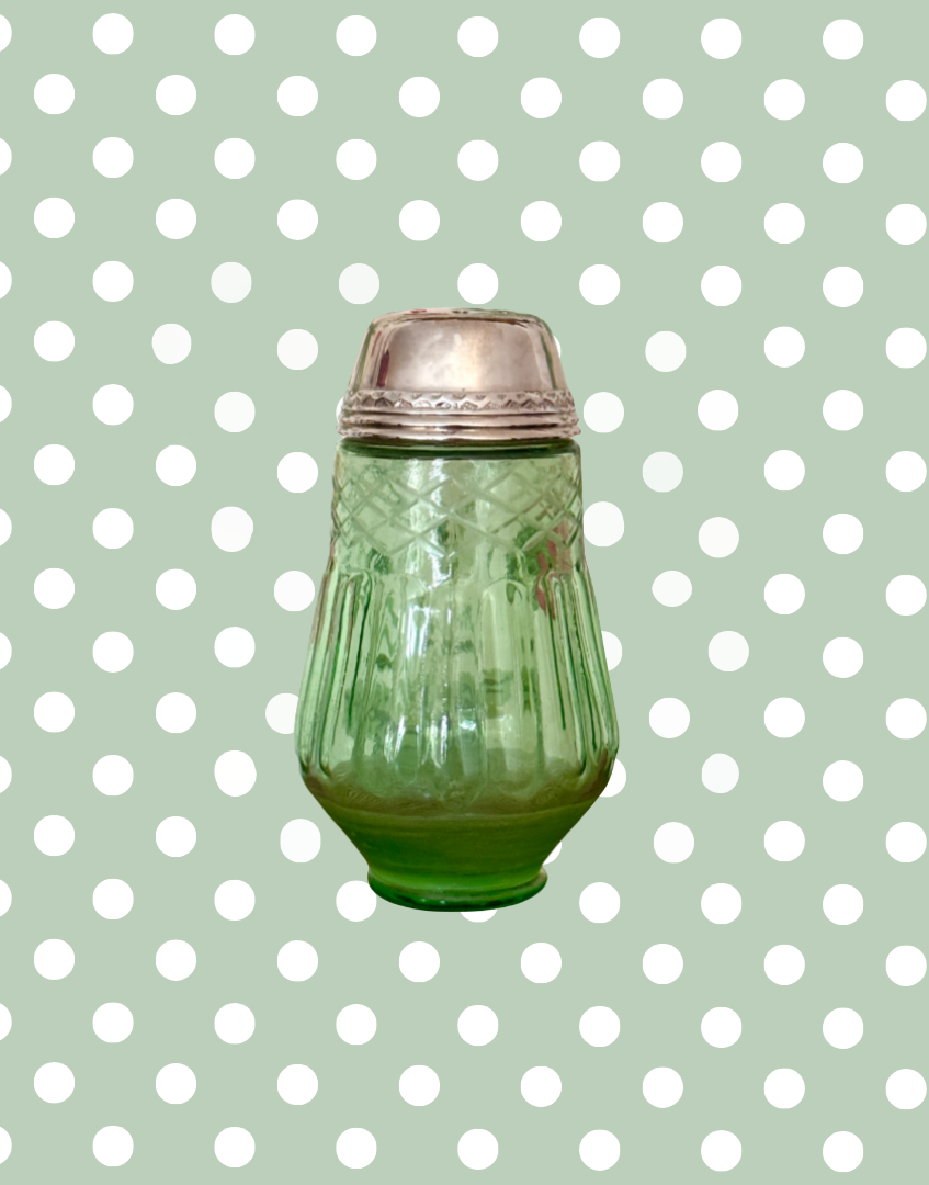 Highly Collectable Vintage Green Glass Sugar Shaker