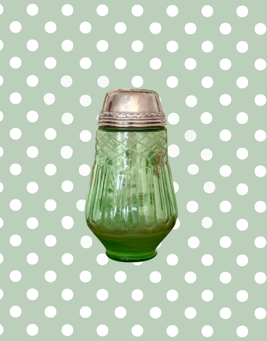 Highly Collectable Vintage Green Glass Sugar Shaker