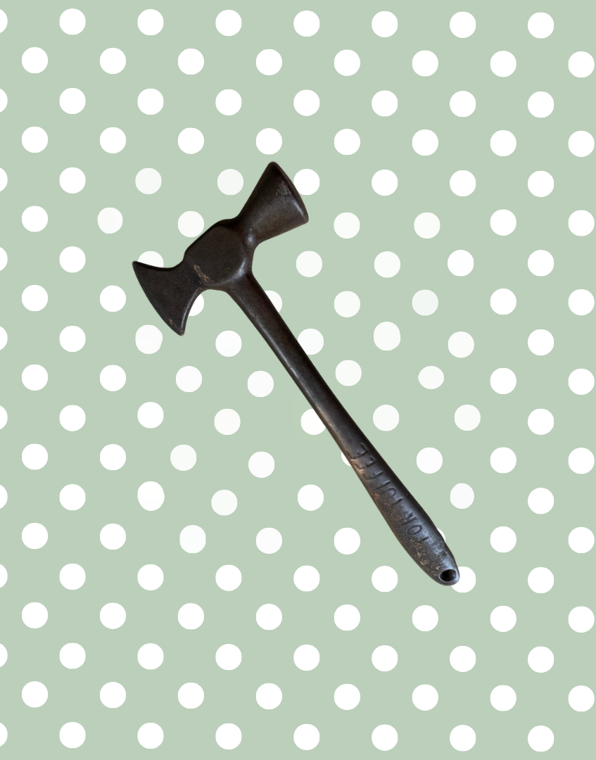 Full length solid iron antique toffee hammer